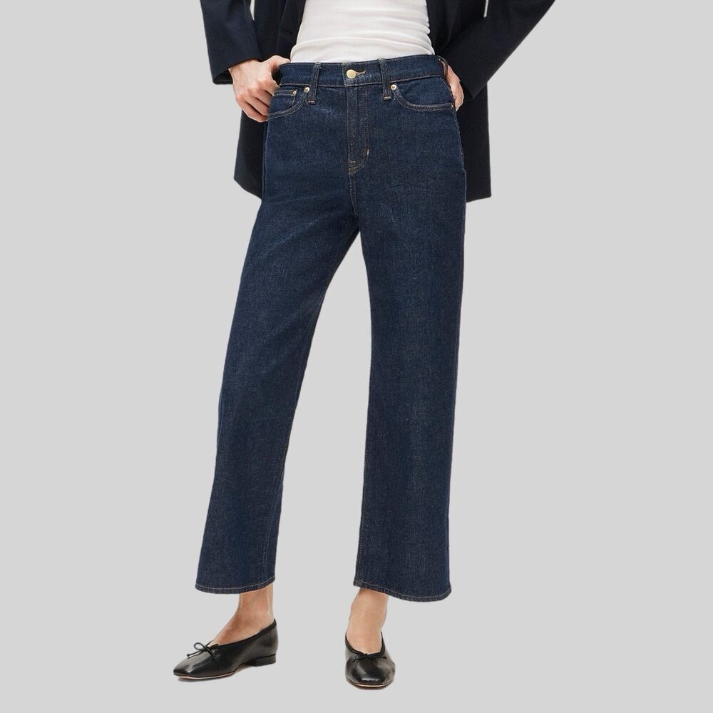 J.Crew 96 Slim Wide Leg Jeans Dark Wash High Rise Denim Womens Size 26 Minimalis